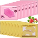 30 Pairs Lip Mask & Under Eye Mask, 24K Gold Crystal Collagen Under Eye Patches für Puffy Eyes, Lip Masks Effektiv Nourishes the Lip & Eye Skin, Augenmasken Reducing Fine Lines & Dark Circle