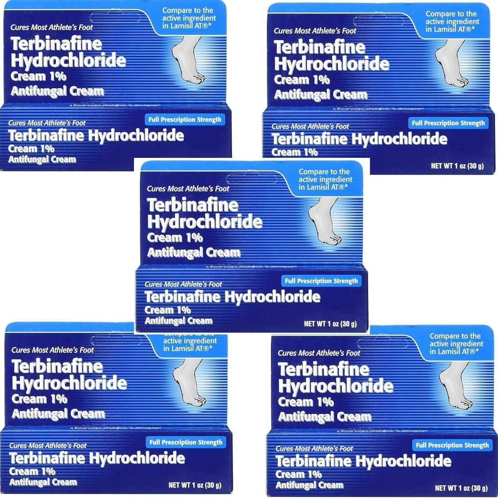 Terbinafine Hydrochlorid 1% für 1 Woche Athleten Fußbehandlung AntiFungal Cream Fast Symptom Relief & verhindert Recurrence 1 Unze (30 g) 5 Pack