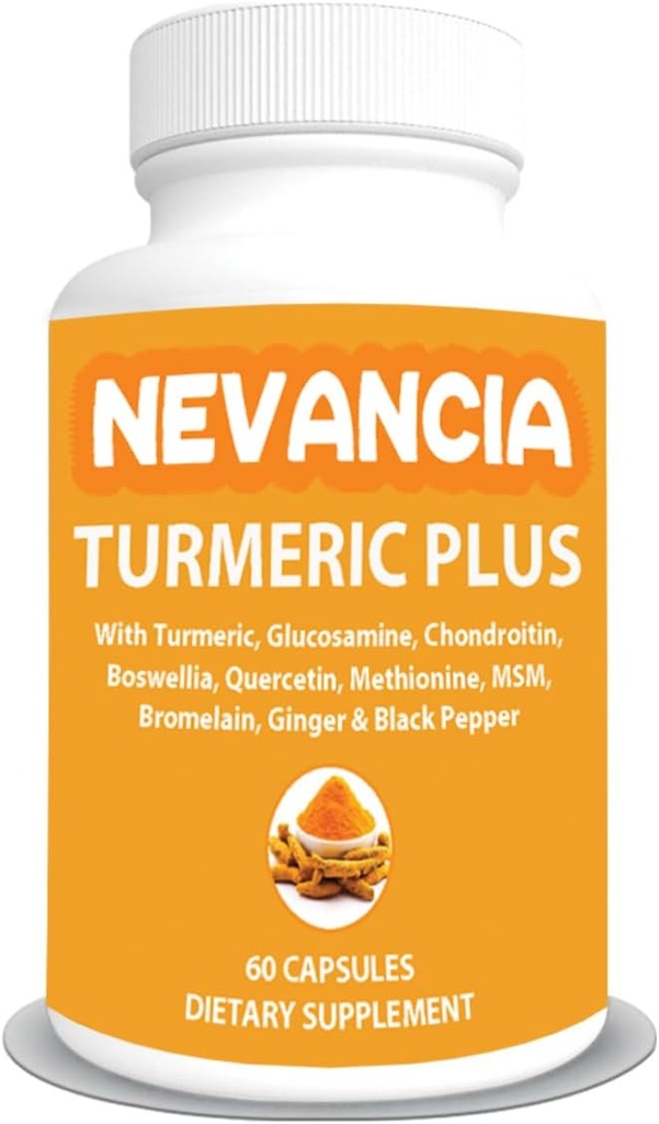 Turmeric Plus - mit Turmeric, Glucosamin, Chondroitin, Boswellia, Methionin, MSM & More – 10 Inhaltsstoffe, die Gelenk, Knochen, Haut, Verdauung, Herz und Immune Gesundheit unterstützen - 60 Kapseln