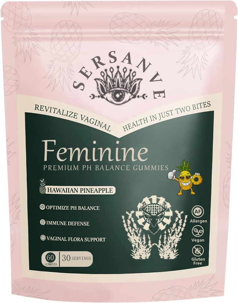 Vital Natural Feminine Balance Gummies per la salute delle donne, Hawaiian Ananas Flavor, Vegan, Gluten-Free , Supporta la vitalità delle donne & Gut Health - 60 Gummies (1)