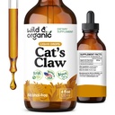 Wild & Organic Cats Claw Tincture - Integratore di supporto immunitario - Gatti Claw Herb Liquid Extract - Vegan, Sugar & Alcohol-Free Bark Based Drops - 4 fl oz