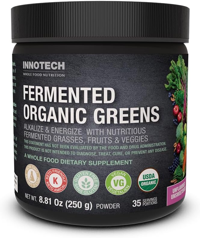 INNOTECH Nutrition : Verts organiques fermentés, sans saveur - 250 g