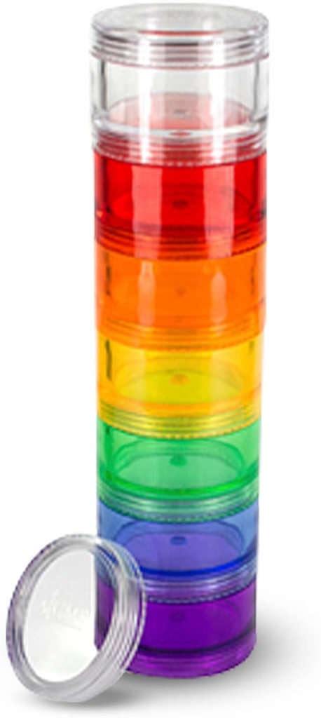 7 Tage Medizin Pill Organizer - Stapelbare Pille Box - Passt kleine Tabletten & Vitamin-Ergänzungen, Halten Sie Ihre tägliche Medizin an einem Ort - Medium - Regenbogen