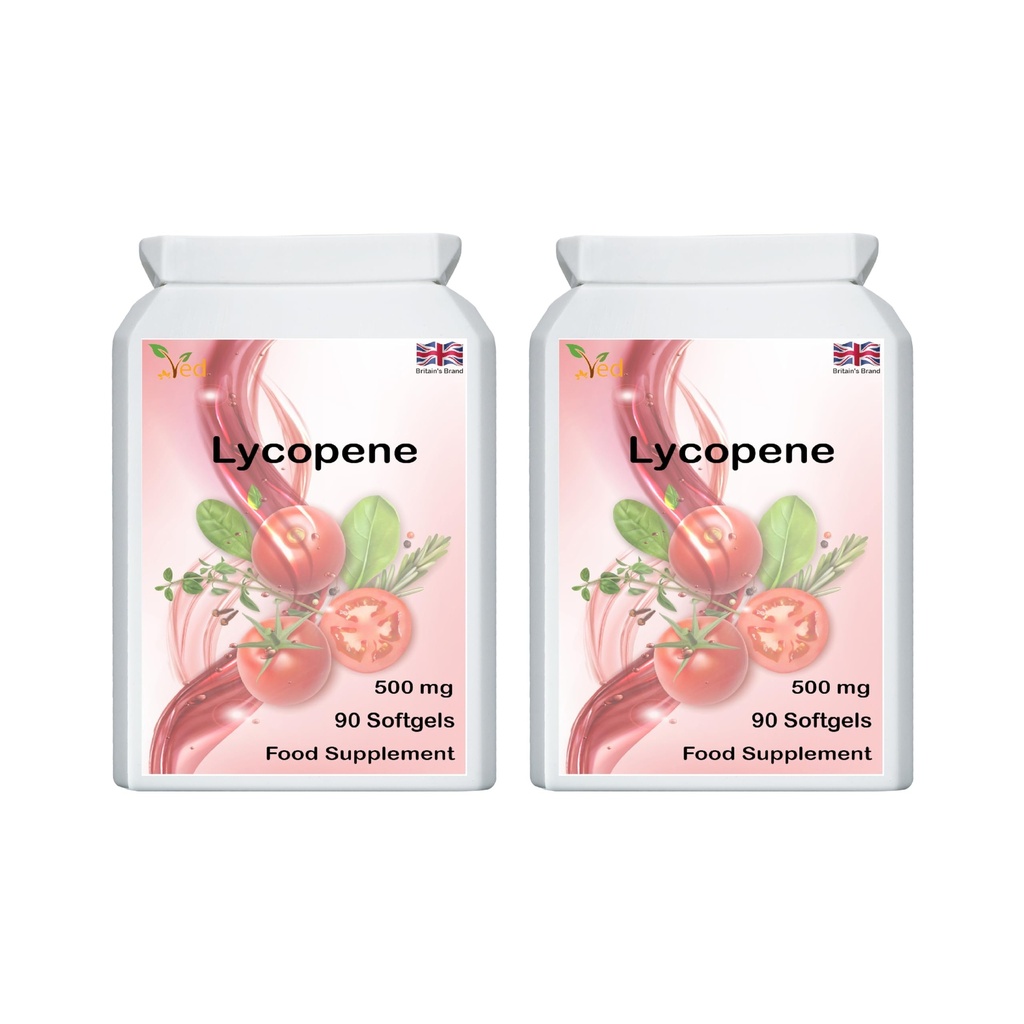 Lycopène Ved 500 mg de softgel 90, 6 mois d'approvisionnement (paquet de 2)