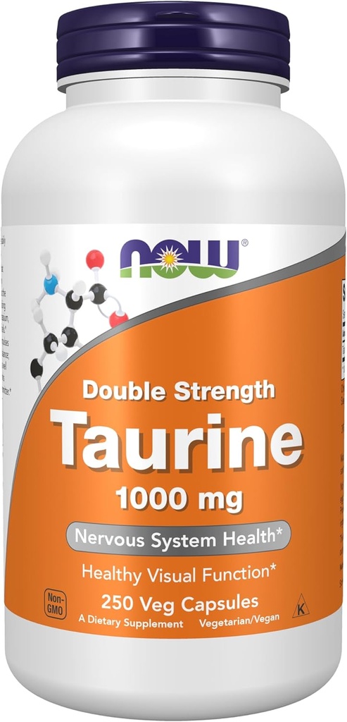 JETZT Nahrungsergänzungsmittel, Taurine 1.000 mg, Doppelstärke, Nervous System Health*, 250 Veg Kapseln