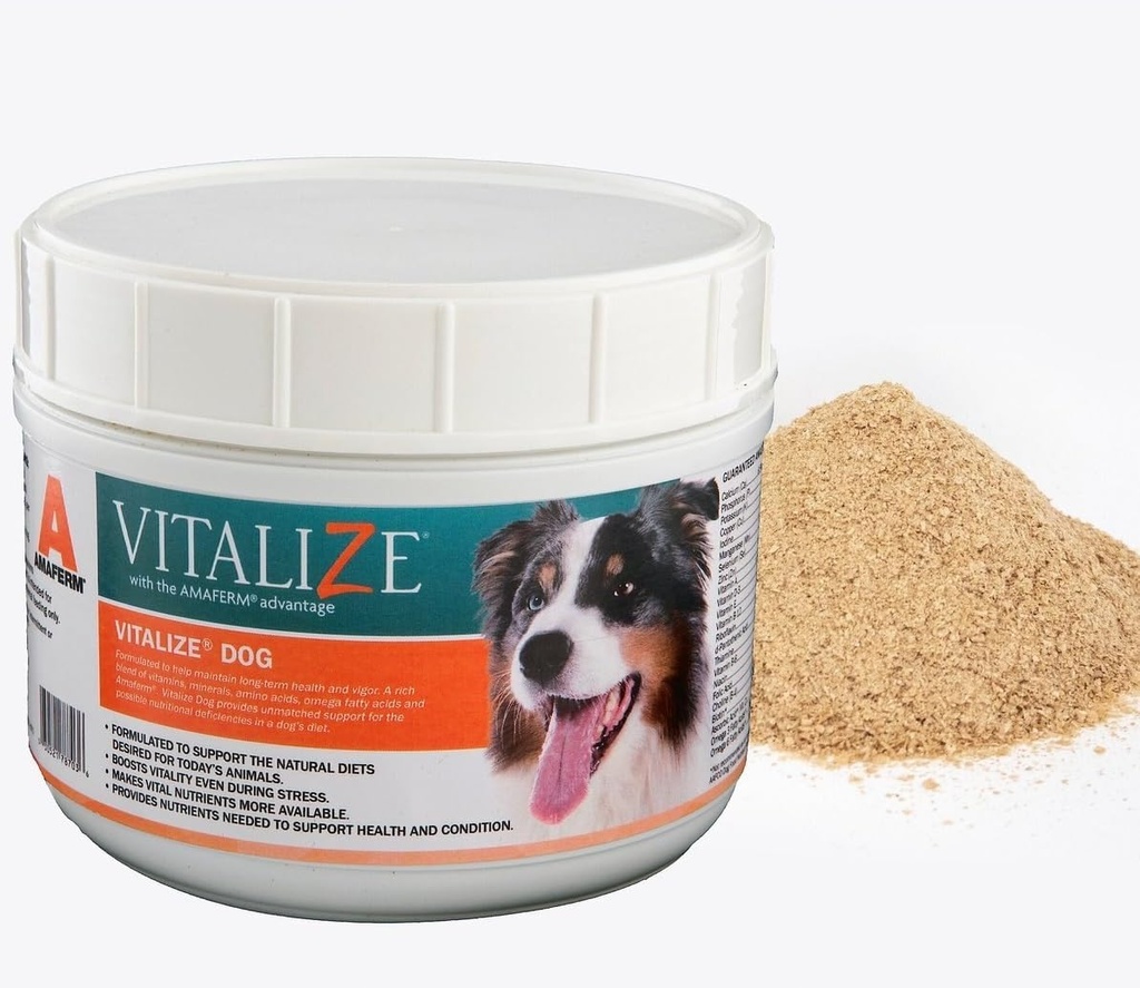 Vitalize Dog Digestive Health Powder - Rilievo per costipazione, Vomiting & Nausea, Skin & Coat Supplement- Multivitamina Polvere con Omega 6, 3 & Biotin & Dog Prenatal Supplement (1 Pound)