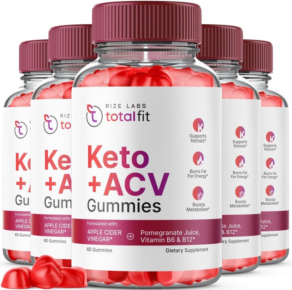 Rize labs Total Fit Keto et Gommies de vinaigre de cidre de pomme, supplément à perdre la graisse Belly pour la perte de poids avancée, formule de force maximale - Pack de 5(300 Gommies)