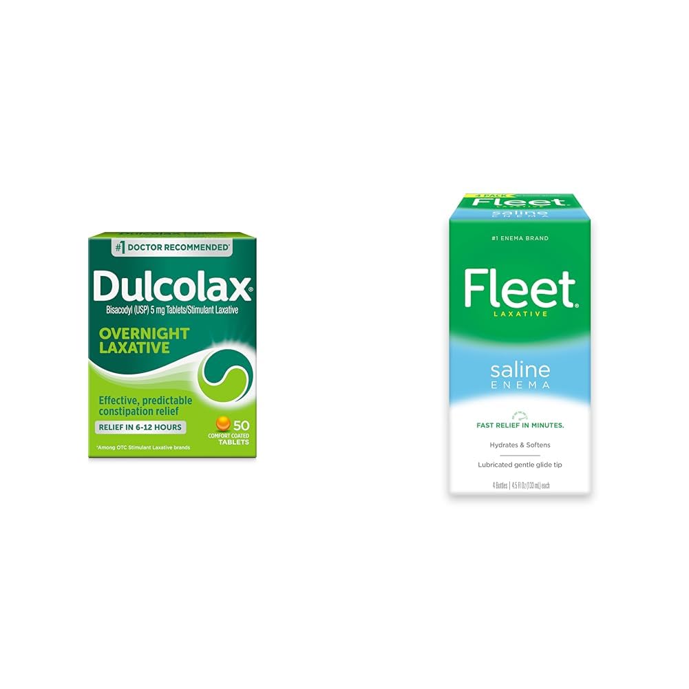 Dulcolax Pernottamento Rilievo Lassativo 50 Conte & Fleet Saline Enema Adulto costipazione Rilievo 4 bottiglie