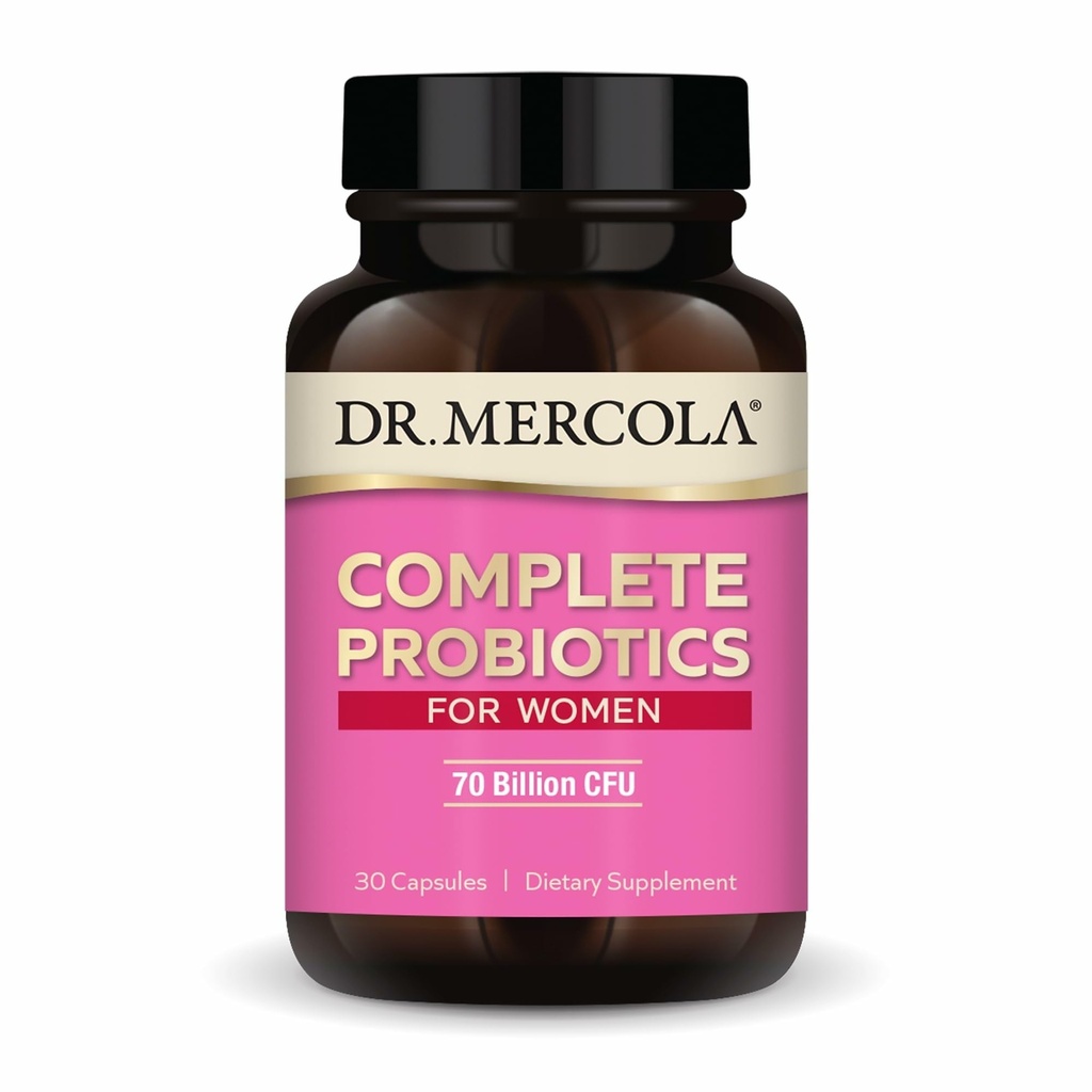 Dr Mercola Complete Probiotics for Women - Supports Gut, Vaginal & Immune Health - Contient Lactobacillus Strains - Non-OGM, sans gluten et sans soja - 30 capsules (30 portions)