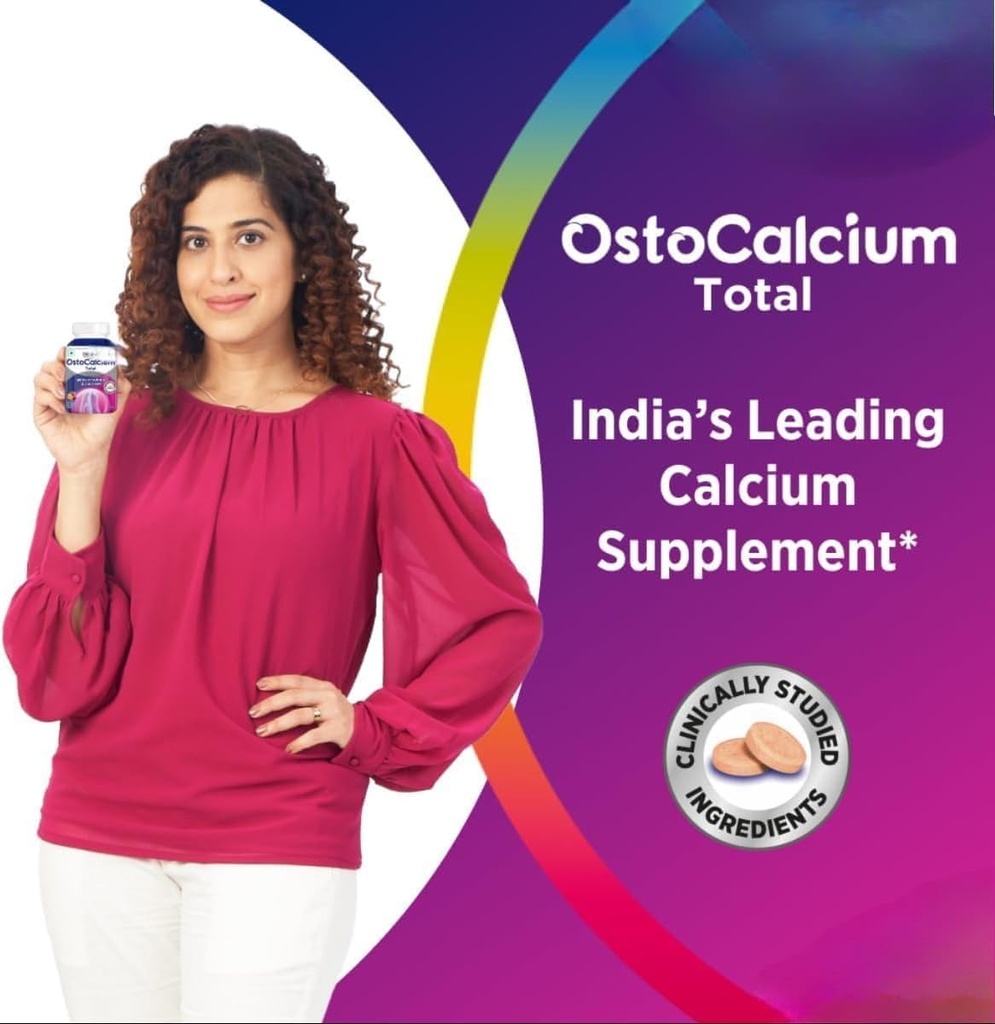 OstoCalcium Total Chewables (60s) | Vitamin D & Calcium (Veg) zur Unterstützung von starken Knochen, Gelenken & Muskeln | Indiens führender Kalziumergänzung