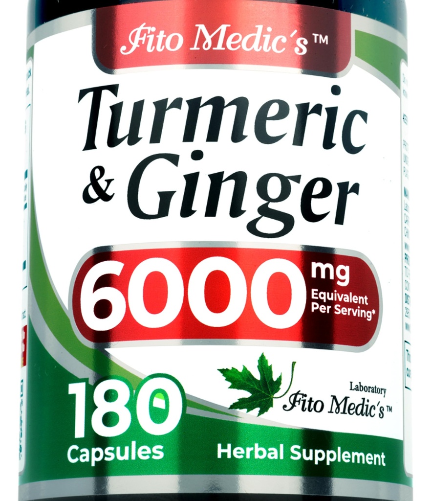 FITO MEDIC's Lab | Turmeric and Ginger Supplement | 6000 mg | 180 Caps | Ultra high Absorption, s.