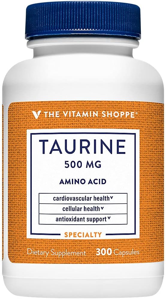 La vitamina Shoppe Taurine 500MG, Aminoacido Free Form con vitamina B6, (300 capsule)