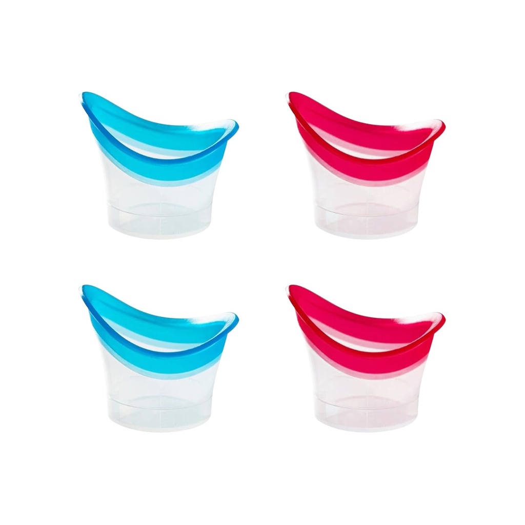 BRBASAP Eye Wash Cup 4Pack Eye Wash Kit Bath Kit Silicone Eyelash Lid Care for Tired Dry Eyes Effective Eye Cleaner Solution with Storage Container Soothing Tired Eyes (Blue and Pink)