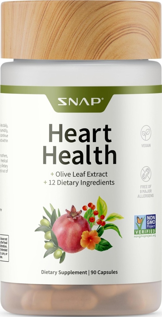 Integratore di supporto per la salute del cuore - Supporto botanico per la salute del cuore, Circolazione sana e livelli di ossigeno nitrico, 90 capsule (30 Serve, 1 mese di fornitura)