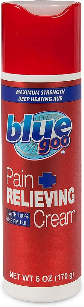 Blue Goo Pain Relieving Cream – FSA & HSA Eligible, Maximale Stärke, Tiefheizung Rub, Made w/ 100% reines Emu Öl, 6 oz (1 Pack)