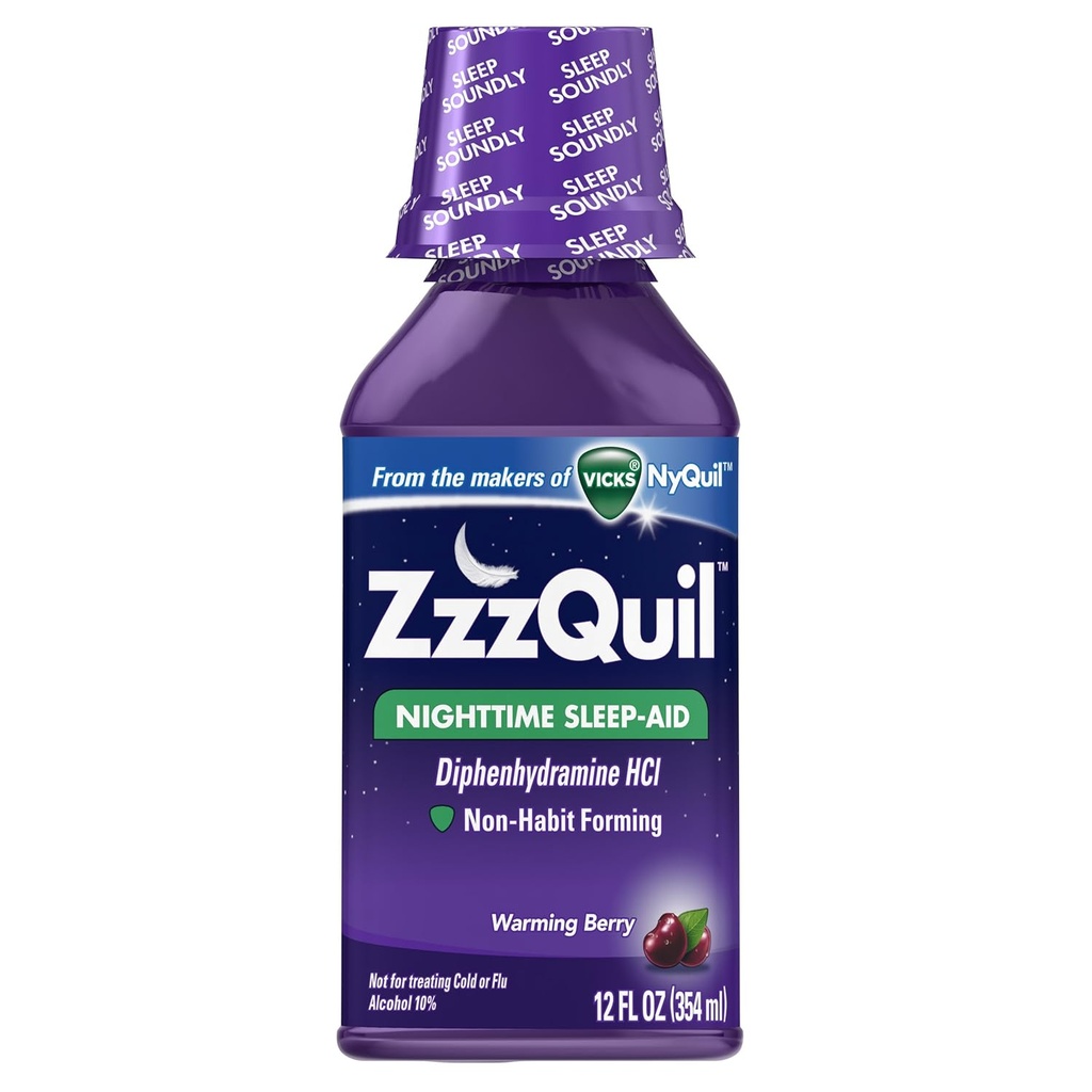 ZzzQuil Nachtzeit Schlaf-Aid flüssige Erwärmung Berry Flavor 12 Fl Oz