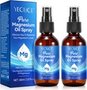 Reines Magnesiumölspray - 100% natürliches Magnesiumspray – Hergestellt mit konzentriertem reinem Magnesiumchloridöl - topisches Magnesiumspray (2 Pack 2 fl oz)