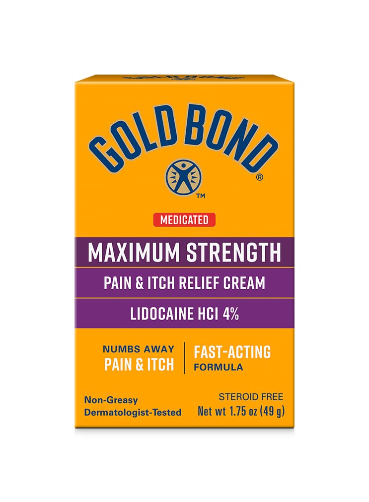 Gold Bond Medicated Maximum Strength Dolore & Itch Relief Cream, 1,75 oz, con Lidocaine