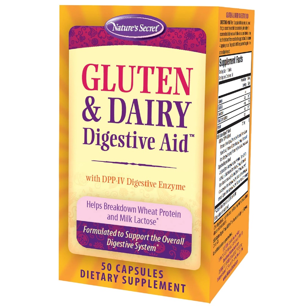 Nature's Secret Gluten & Dairy Verdauungshilfe - 50 Kapseln - Hilft nach unten Weizenprotein & Milch Lactose - 25 Servierungen