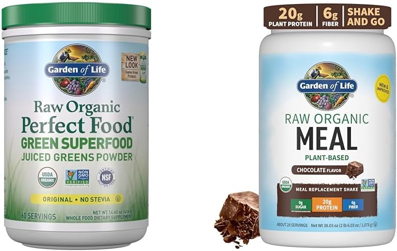 Giardino della vita Super Greens polvere Smoothie & Mix, Probiotics & Digestive Enzymes & Raw Organic Meal Sostituzione Shakes - Cioccolato vegetale Vegan Protein Powder