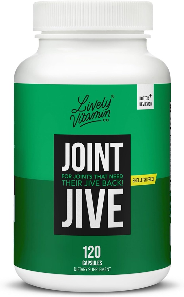 LIVELY VITAMIN CO. Joint Jive - Lubricate Joints (Knee, Knöchel, Neck, Schulter, Rücken) - Collagen - Glucosamine - MSM - Quercetin - Chondroitin - Teufelskralle - Shellfish-Free Formula - 120 Count