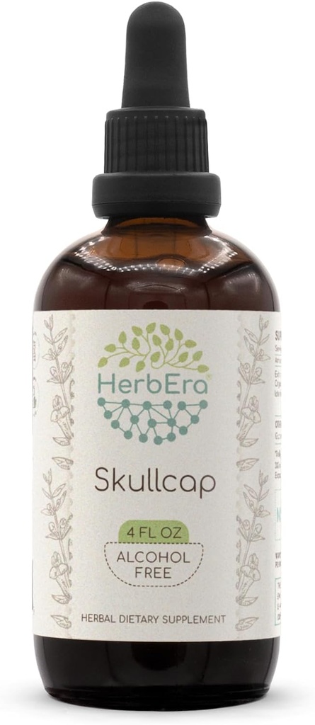 HerbEra Skullcap B120 Alcohol-Free Estratto di erbe Tintura, Concentrated Liquid Drops Natural Skullcap (Scutellaria lateriflora) 4 fl oz