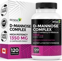 Renew Actives High Potency D-Mannose & Cranberry Complex 1000MG per 2 capsule – con Hibiscus & Dandelion Extracts – Antioxidant Blend – No Artificial Flavours - Made in Canada - 120 capsule