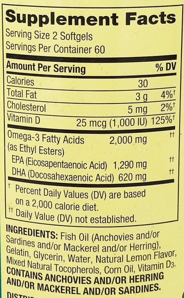 Frühlingstal Omega 3 Fischöl Maximum Pflege 2000mg Zitronen 120 Softgels