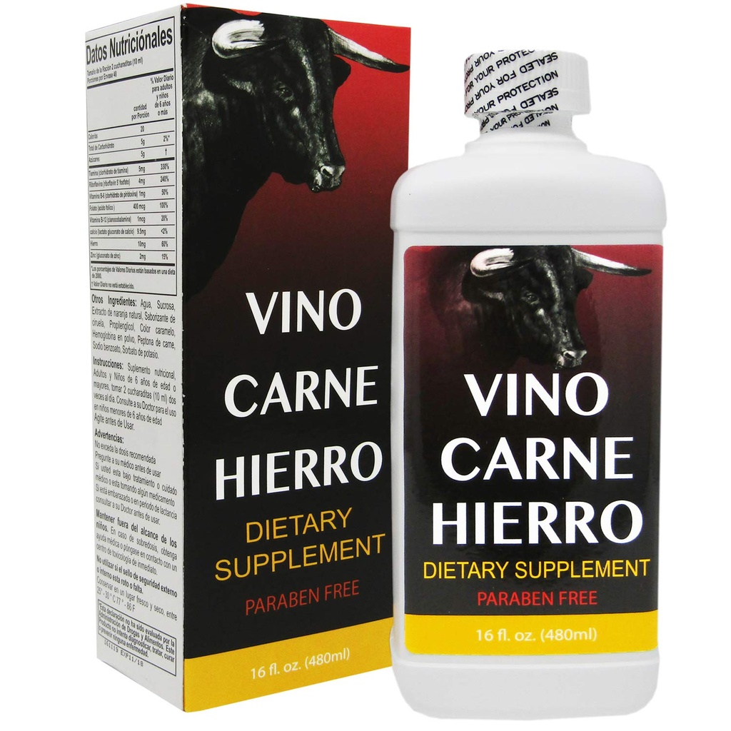 Vino Carne Hierro 16 oz Paraben Kostenlos