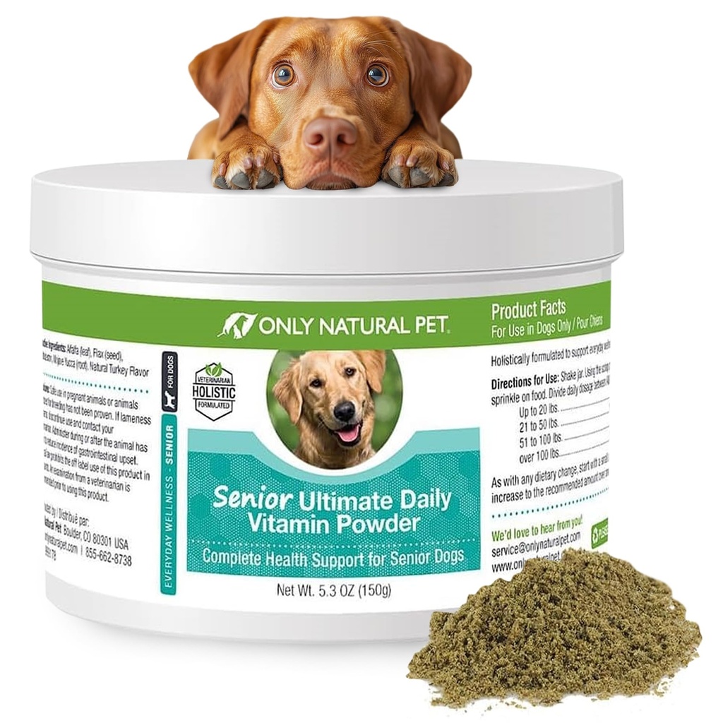 Un seul supplément quotidien de vitamine canine d'animal d'origine naturelle pour chiens - Fabriqué aux États-Unis, 5,3 oz Poudre aromatisée de dinde