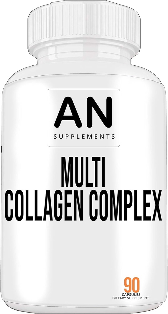 Multi Collagen Complex Capsule - Tipo I, II, III, V, & X - Collagen Protein Blend per Capelli, Pelle, Unghie e Giunti - Pillole di Collagene per Uomo & Donne - 90 capsule di Collageno