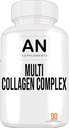 Multi Collagen Complex Capsule - Tipo I, II, III, V, & X - Collagen Protein Blend per Capelli, Pelle, Unghie e Giunti - Pillole di Collagene per Uomo & Donne - 90 capsule di Collageno
