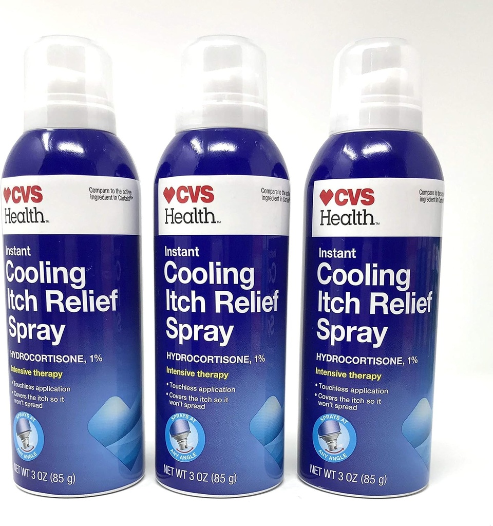 CVS Instant Cooling Itch Relief Spray Hydrocortison 1% Intensive Therapie 3 Oz (3 Pack)