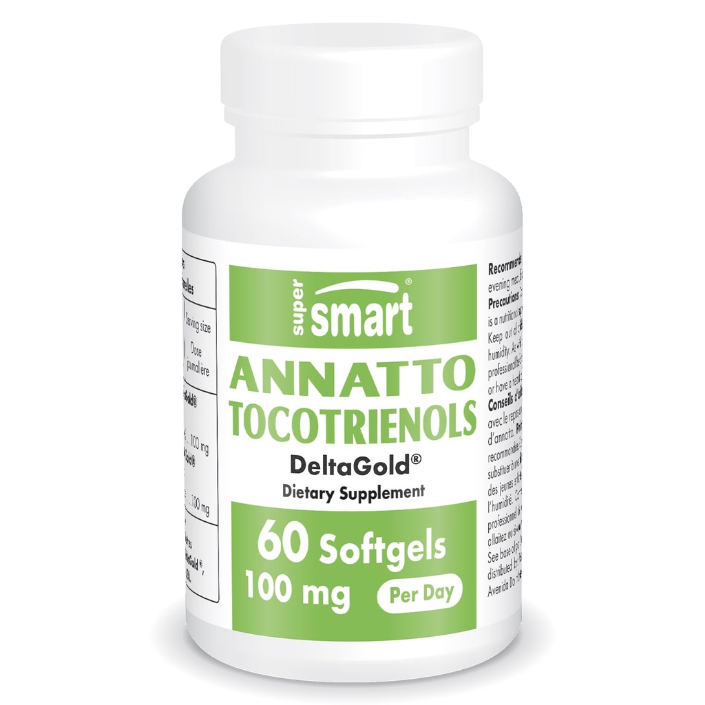 Supersmart Annatto Tocotrienols 100mg al giorno (DeltaGold Vitamin E) - Supplemento Tocotrienols | Non-GMO & Gluten Free - 60 Softgels