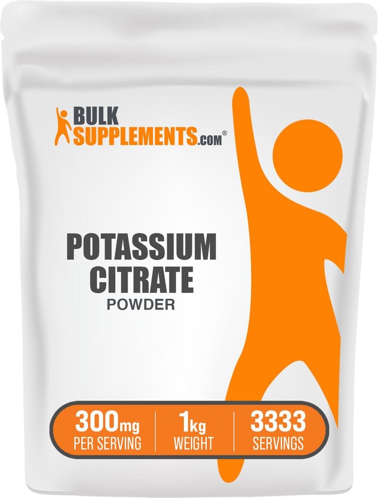 BulkSupplements.com Kalium Citrat Pulver - für Hydration Support, Mineralische Beilage, Kalium 99mg - Glutenfrei, 300mg pro Servierung, 1kg (2.2 lbs) (Pack von 1)