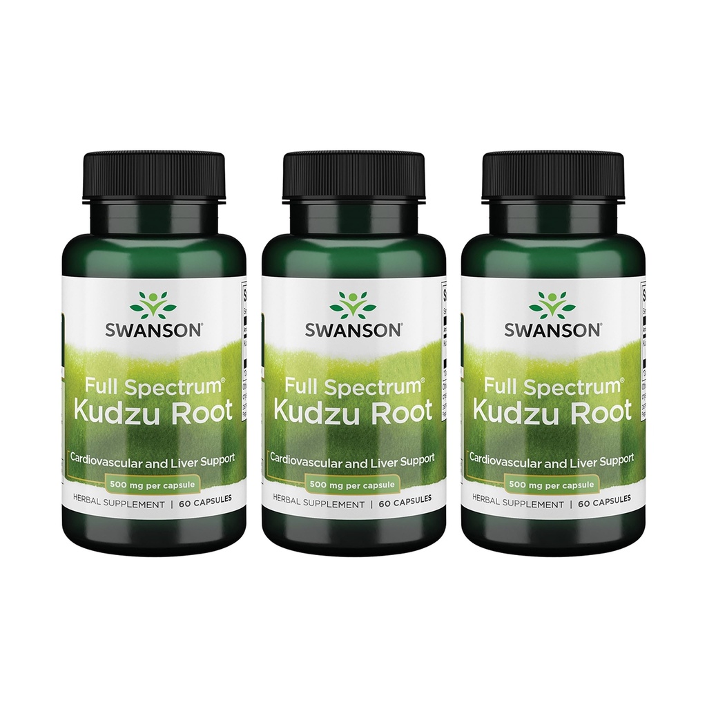 Swanson Full Spectrum Kudzu Root - Kräuterergänzung Unterstützung Herz Gesundheit & Leber Gesundheit - Kann gesunden Blutdruck & Cholesterol Levels unterstützen - (60 Kapseln, 500mg Jeder) (3 Packung)