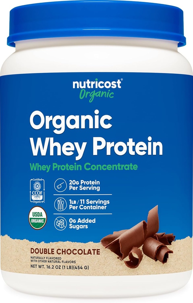 Nutricost Organic Whey Protein Concentrato, Double Chocolate Flavored, (1LB) - Senza glutine, Non OGM