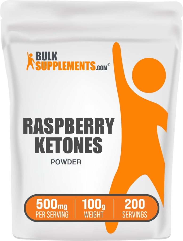 BulkSupplements.com Poudre de cétones de framboise - Supplément de cétones de framboise, source antioxydante - pour le soutien énergétique, sans gluten, 500mg par portion, 100g (3.5 oz) (paquet de 1)