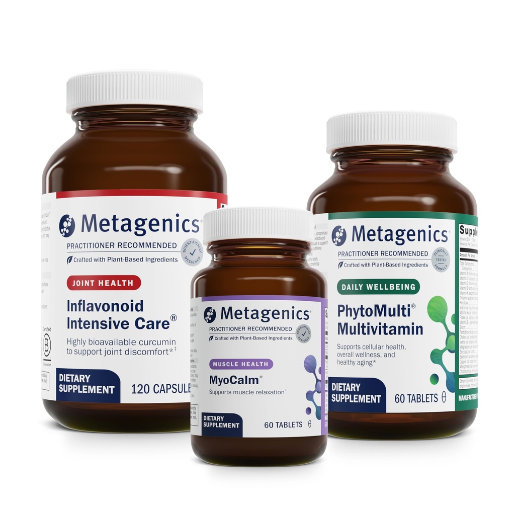 Metagenics Inflavonoid Intensivpflege - 120 Softgels, MyoCalm - 60 Tabletten und PhytoMulti ohne Eisen - 60 Tabletten