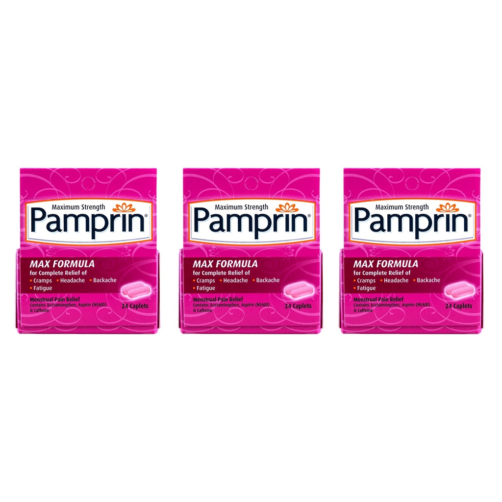 Pamprin Maximum Strength Formula, 24 Caplets (Pack mit 3)