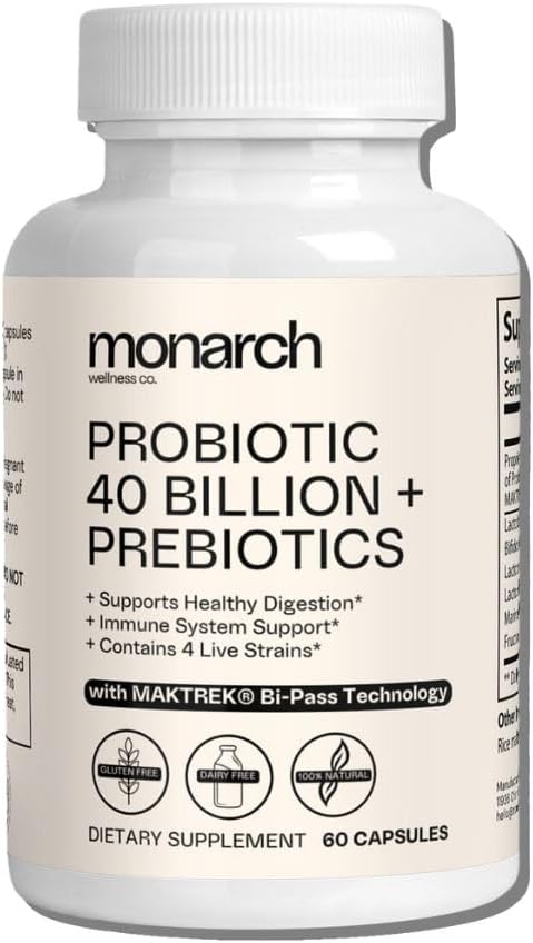 Probiotici 40 miliardi + Prebiotici: 4 Strains Diverse - Digestivo & Salute Gut (60 capsule) - Probiotici per donne e uomini - Natural | Gut Health & Immune Support Supplemento | Fornisce supporto Digestivo