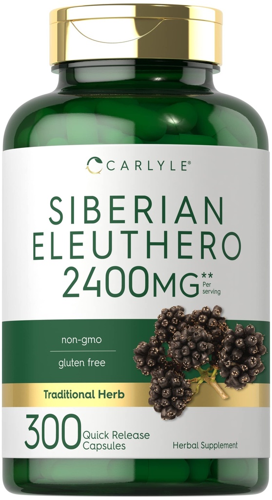 Carlyle Sibirische Eleuthero | 2400mg | 300 Kapseln | Non-GMO und glutenfreie Formel | Sibirische Ginseng | Traditionelle Kräuterergänzung