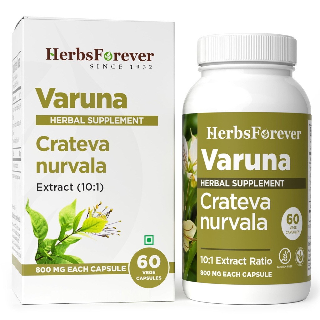 Herbsforever Varuna Nurvala Extract Capsules - Vegan & Gluten Free | Plant Based Supplement for Bladder & Kidney Function, 800 mg pro Kapseln (60 Nos)
