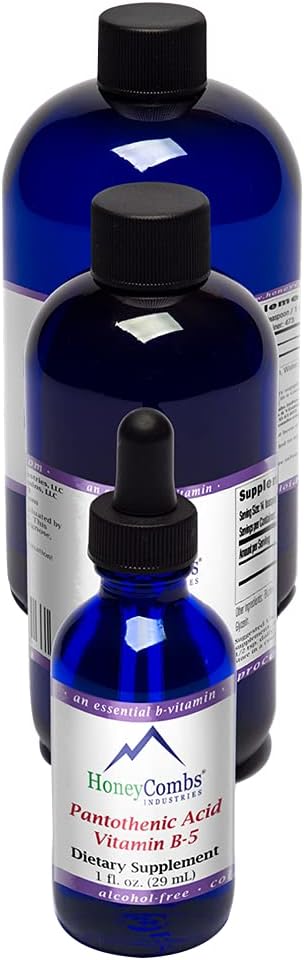 HoneyCombs Vitamina B5 Integratore di acido pantotenico Gocce liquide - Alta potenza Vitamina B5 per uomini e donne - Mantenere ormoni sani, Sistema immunitario, Capelli, Pelle, Vitamine liquide Vegane (16 Fl oz)