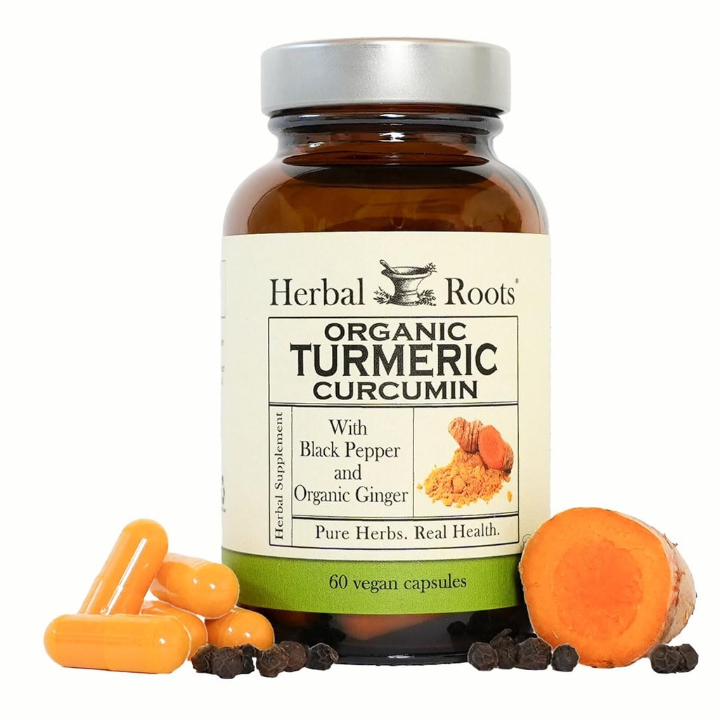 Radici di erbe - Capsule Curcumina Turchese - Extra Forza - 1000mg Pure Organic Turmeric Supplement, 95% Standardized Curcumin Extract with BioPerine Pepper and Ginger
