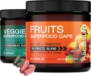 Integratore di frutta e verdura - 57+ Integratore di frutta e verdura per adulti e bambini - Capsule di frutta e verdura Superfood della natura per l'equilibrio energetico, la digestione, Immune - 180 Conte