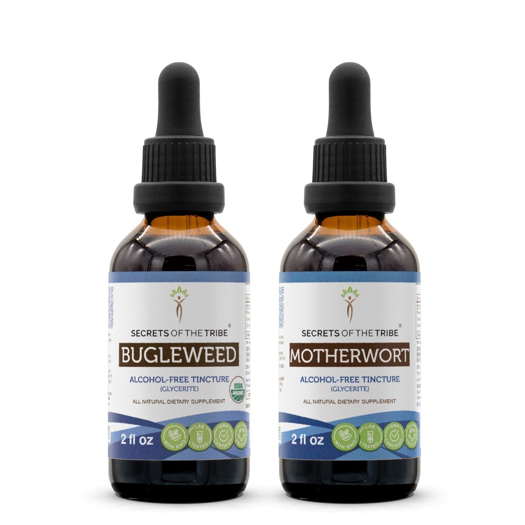 Bugleweed USDA Organic and Motherwort Liquid Extract (2 St.) | Alkoholfreie Tinkturen | Organic Bugleweed (Ze Lan, Lycopus Virginicus) und Motherwort (Leonurus Cardiaca) Getrocknete Kräuter (2x2 fl oz)