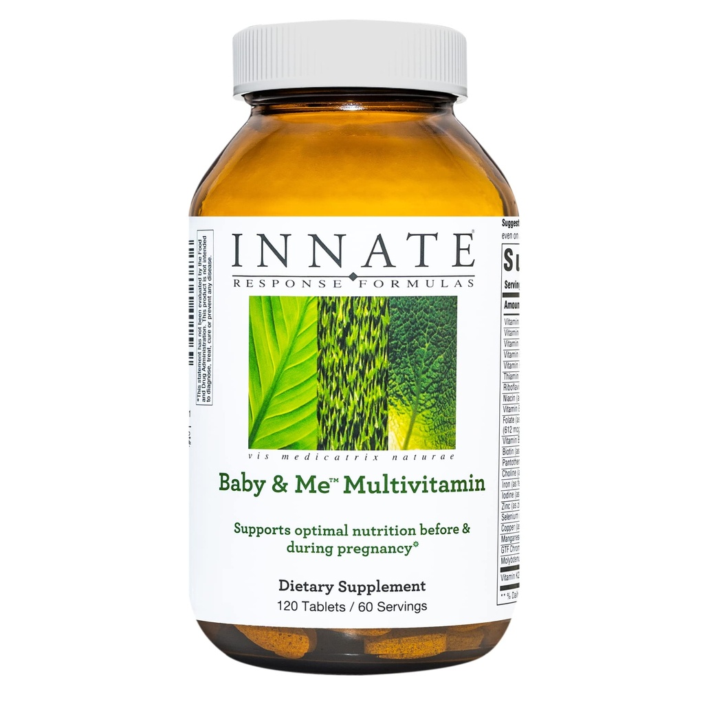 INNATE Response Formulas Baby & Me Multivitamin - Pränatales und postnatales Vitamin mit Folat, Cholin und Vitaminen B12 und D3 - Vegetarisch, Non-GMO und Glutenfrei - 120 Tabletten (60 Servierungen)