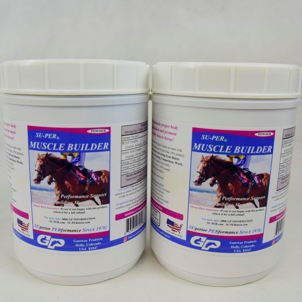SU-PER Muscle Builder Horse Supplement - Supporto per la formazione e le prestazioni per l'esercizio muscolare - 2.5 Pound, (2 Pack)