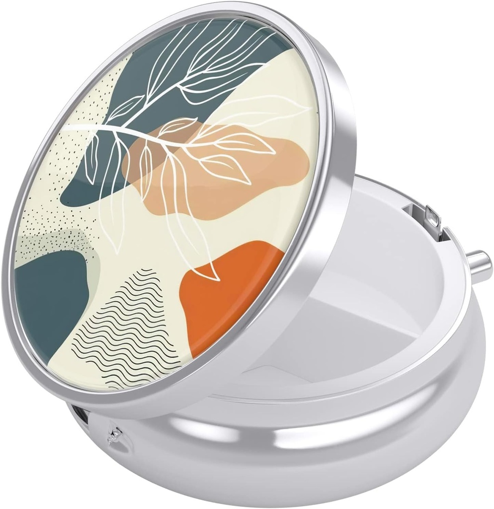 Nipichsha Pill Box, petit cas de pilule pour la Purse & Pocket, Mignon organisateur de médecine de voyage, porte-conteneur de médicament portable pour tenir les vitamines, médicaments, huile et supplément de poisson, feuille du désert
